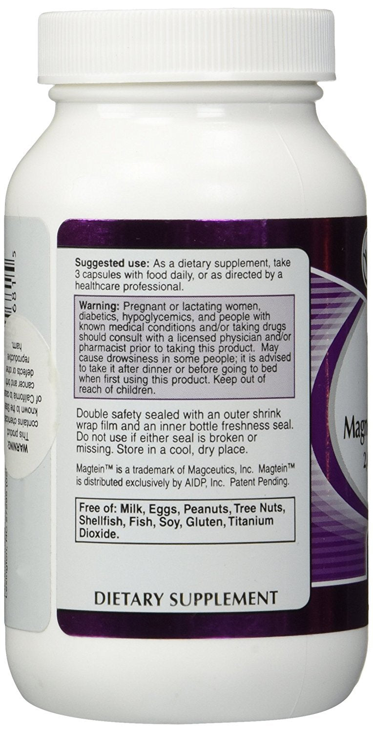 Vitacost Magtein capsules closeup highlights magnesium L-threonate for cognitive support potential