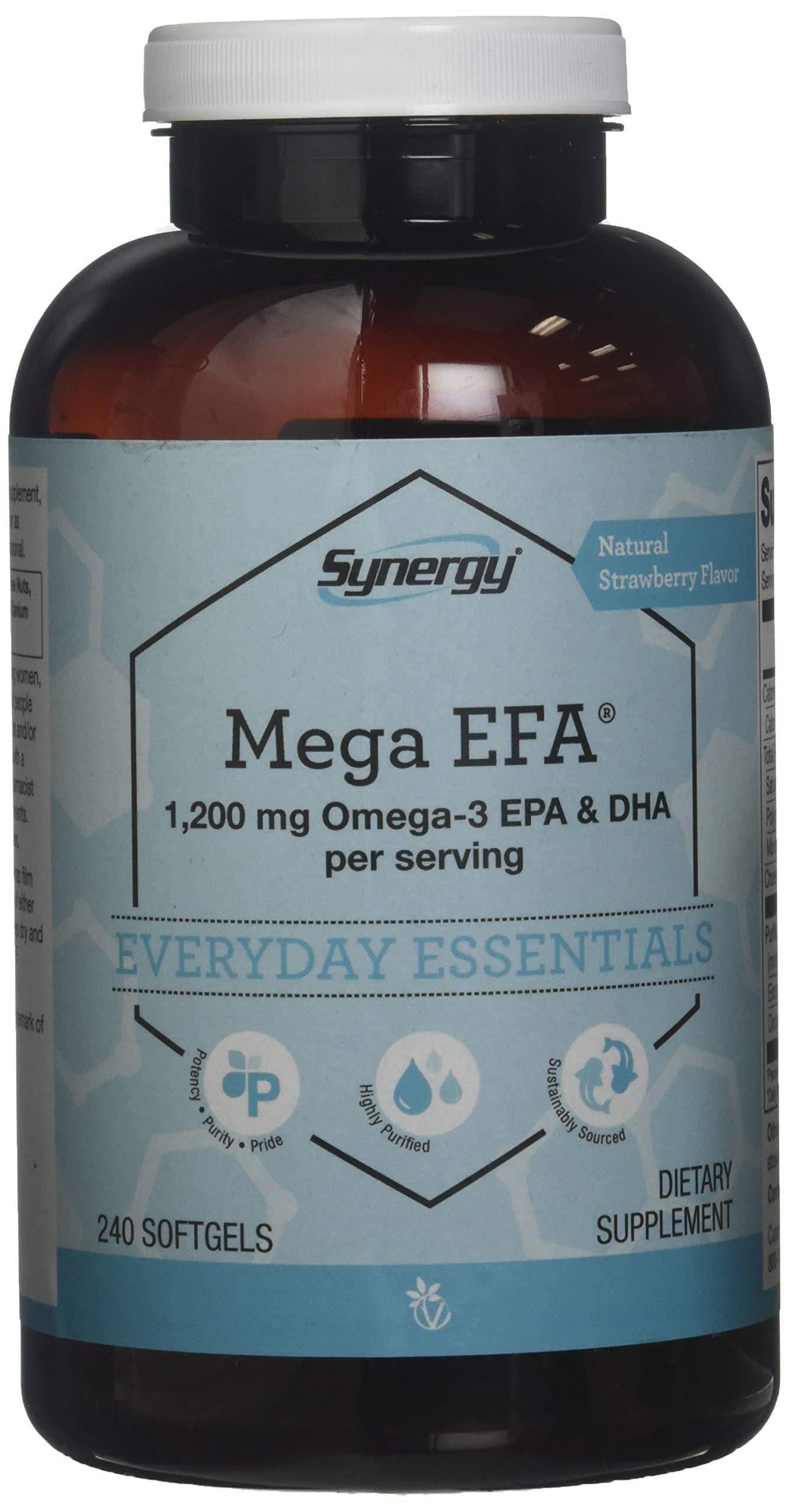 Vitacost Mega EFA Mini Gels strawberry flavor softgels for easy daily omega-3 support.