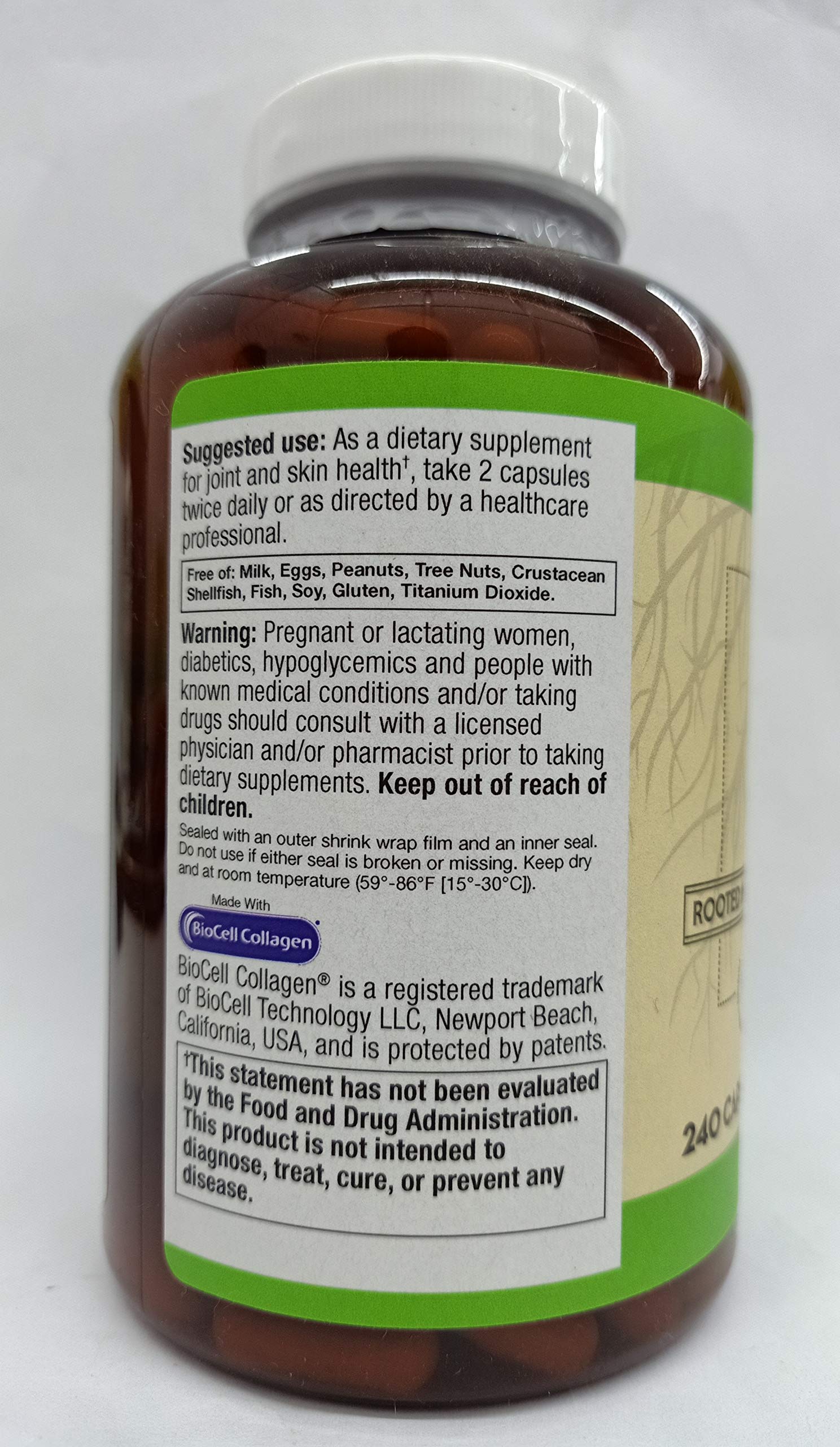 Vitacost ROOT2 BioCell label close-up highlights patented processing for rapid absorption