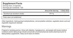 Vitacost Strontium capsules closeup highlights vegetarian formula for daily mineral support.