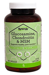 Vitacost Synergy Glucosamine Chondroitin MSM bottle label for joint support.