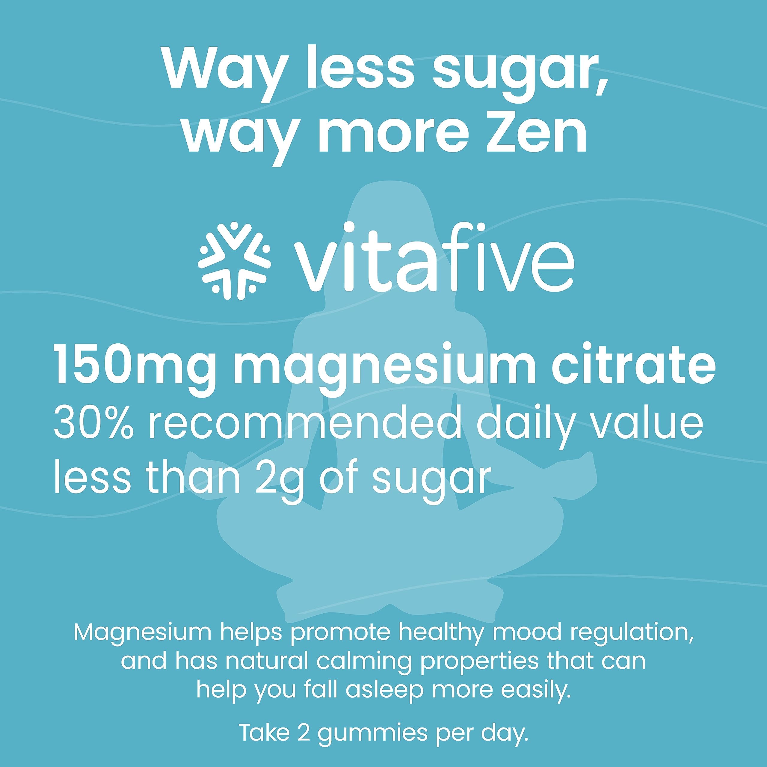 Close-up Vitafive magnesium gummy highlighting natural mixed berry flavor