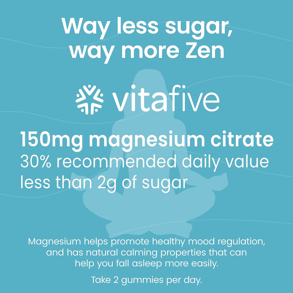 Close-up Vitafive magnesium gummy highlighting natural mixed berry flavor