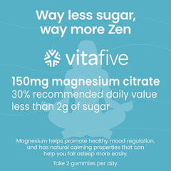 Close-up Vitafive magnesium gummy highlighting natural mixed berry flavor