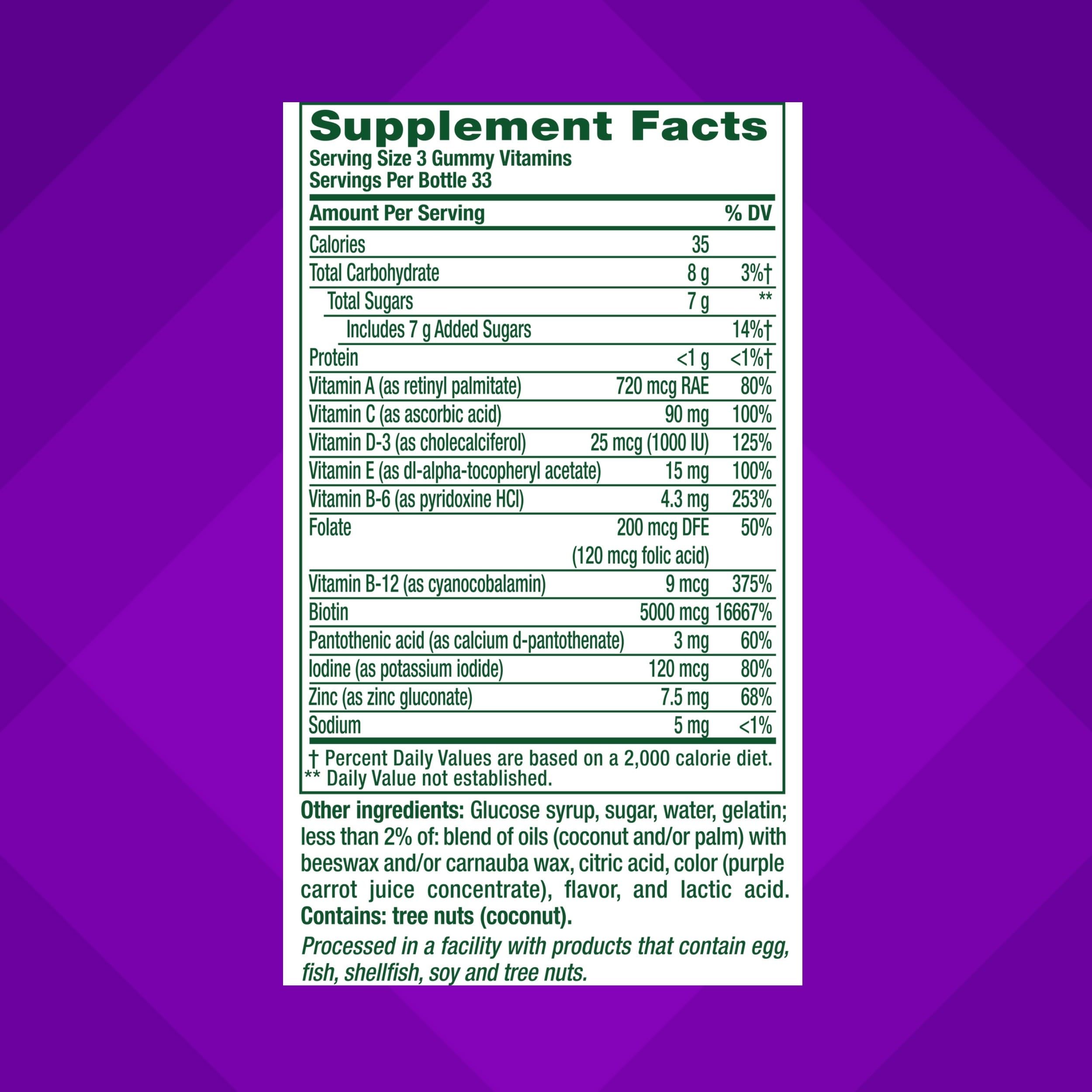 Antioxidant vitamins C and E label close-up emphasizing skin and nail support