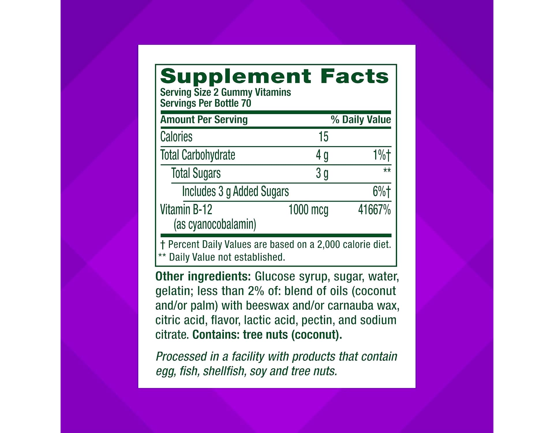 Vitafusion B12 bottle cap shows secure packaging and reliability