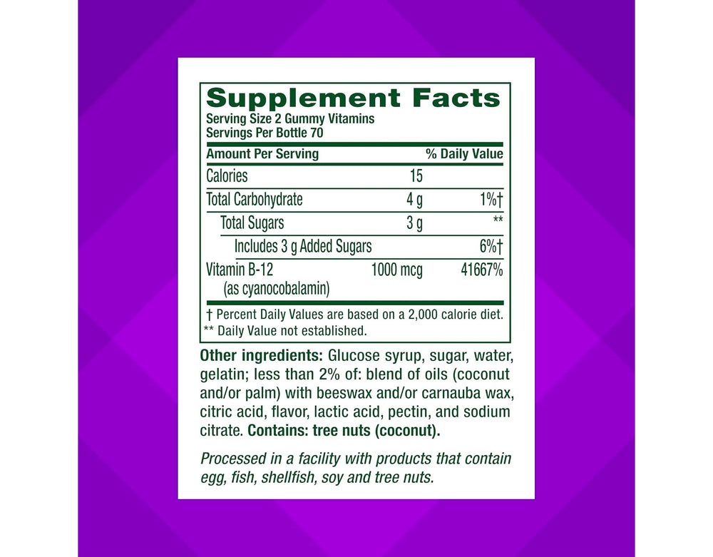 Vitafusion B12 bottle cap shows secure packaging and reliability