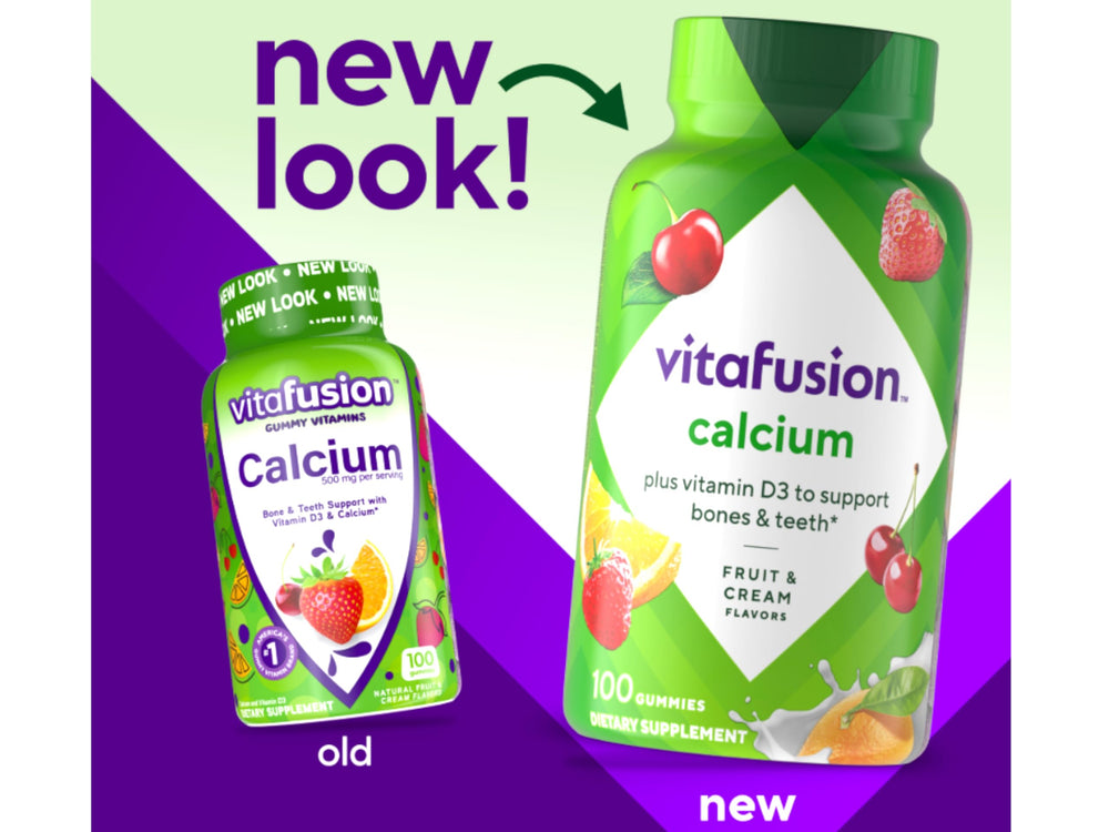 Vitafusion calcium gummies on travel setup suggests easy on-the-go routine.