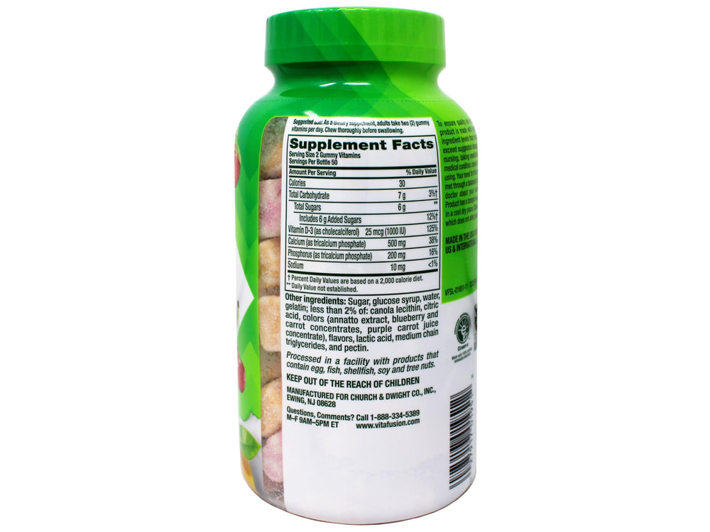 Vitafusion calcium gummies flavor closeup conveys the natural fruit and cream taste.