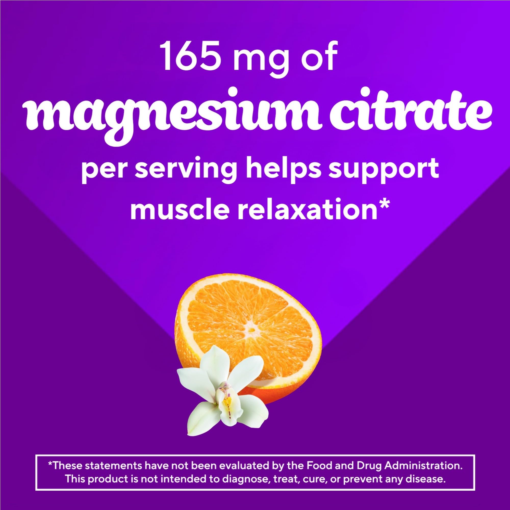 Vitafusion Magnesium Gummy Bottle close-up shows 165 mg per serving.