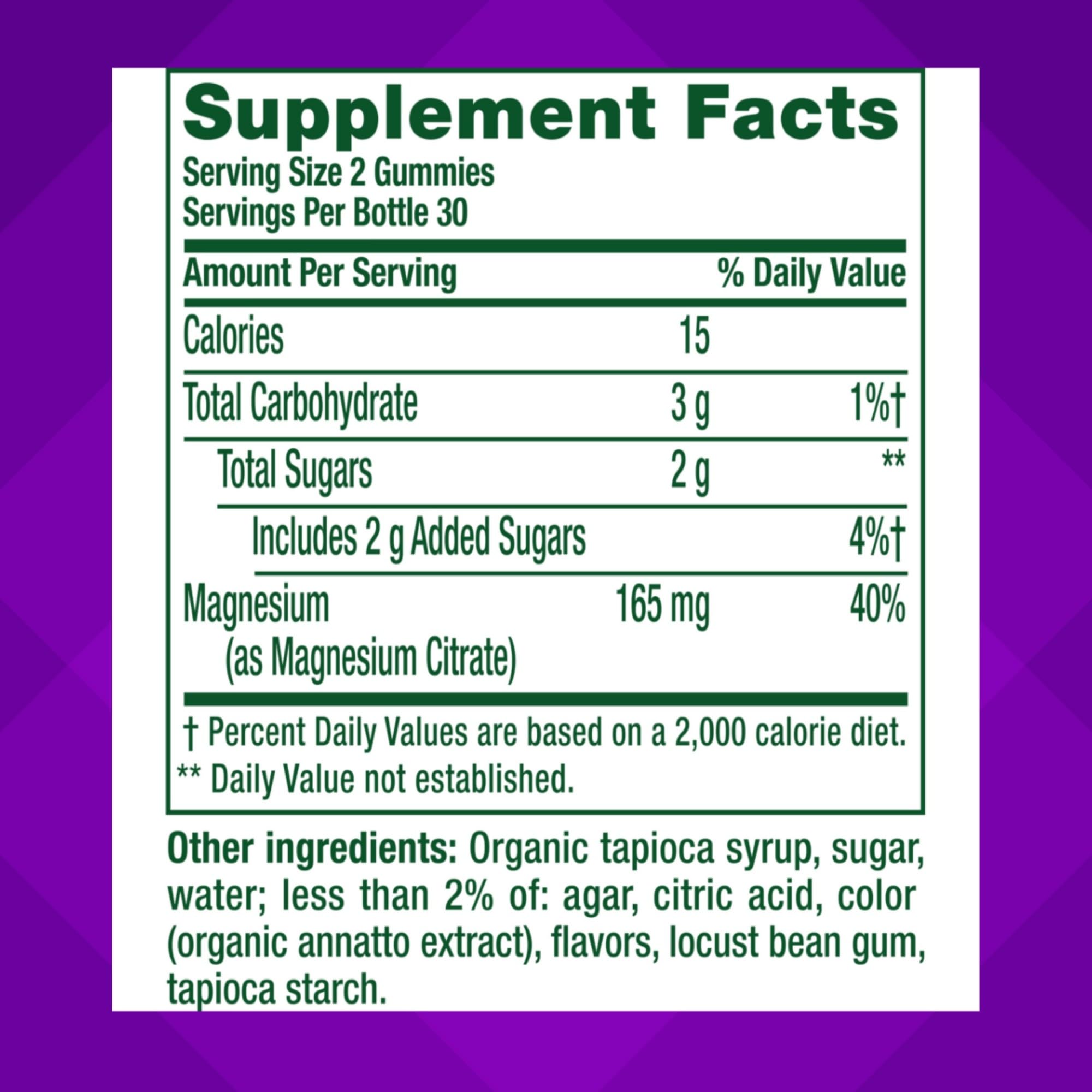 Vitafusion Magnesium Gummy Two Gummies Serving demonstrating simple daily dose.
