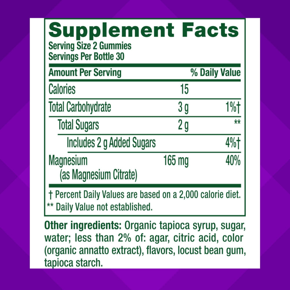 Vitafusion Magnesium Gummy Two Gummies Serving demonstrating simple daily dose.