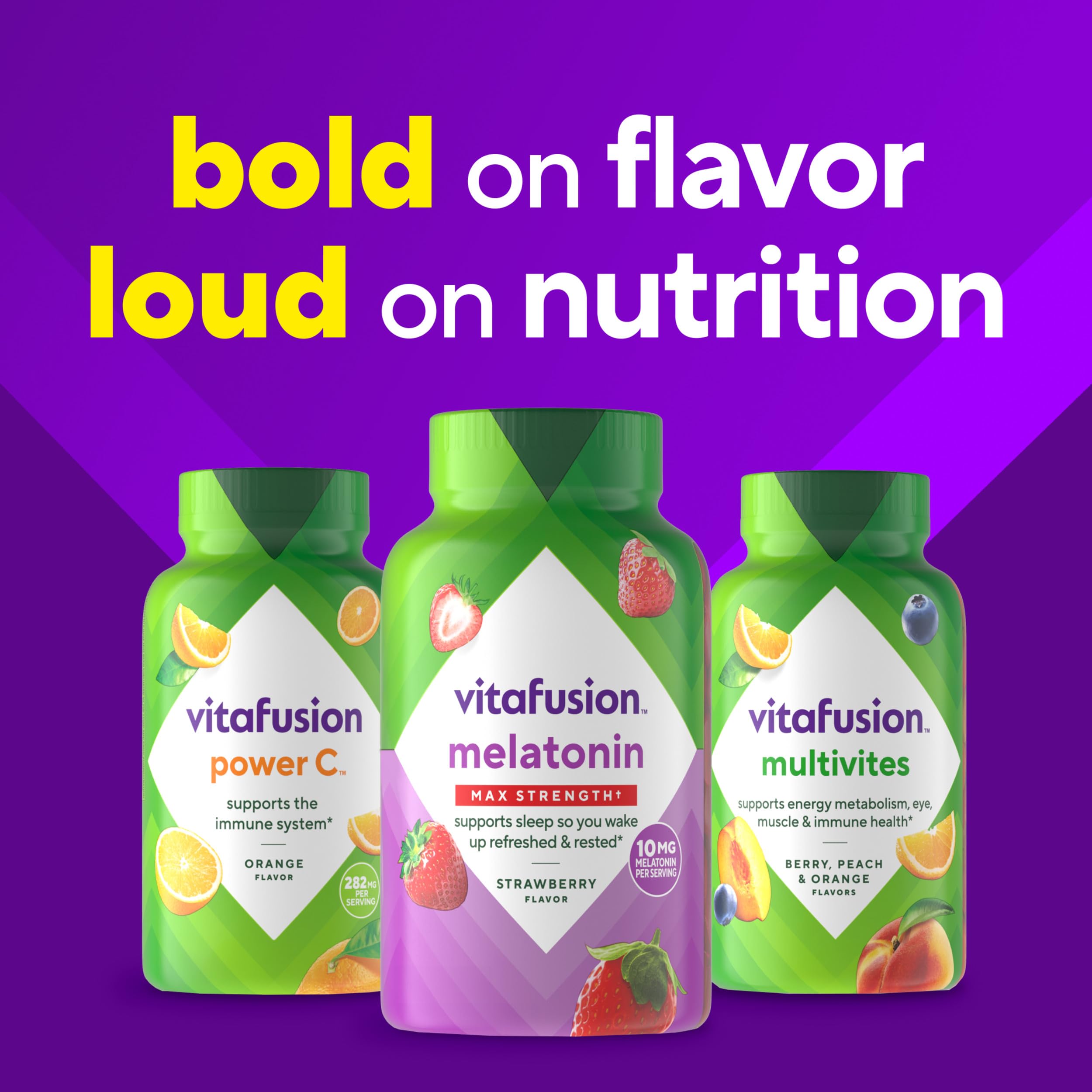 Vitafusion 100-count bottle packaging indicates long-lasting sleep support supply.