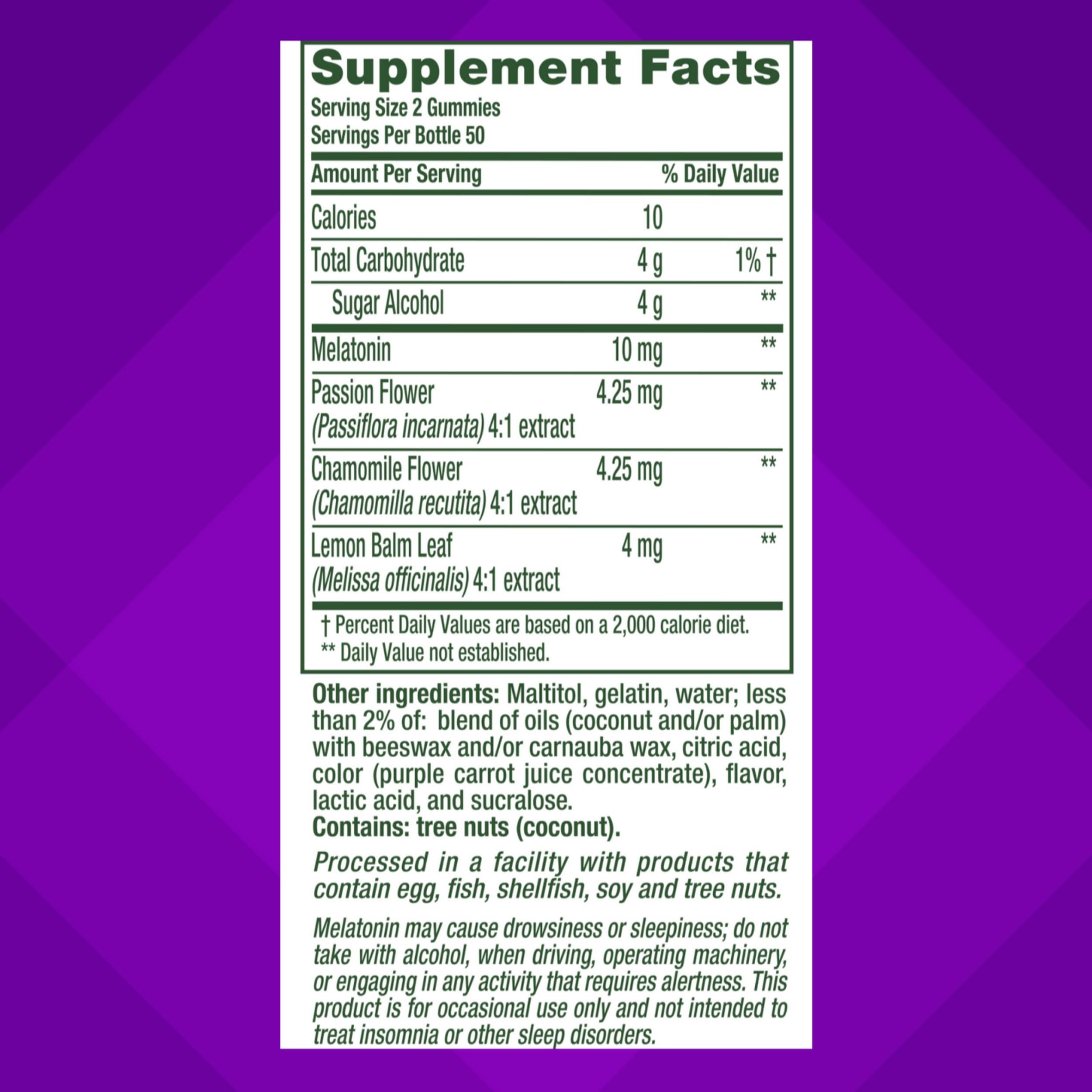 Vitafusion melatonin gummy texture close-up emphasizes chewy, enjoyable feel.