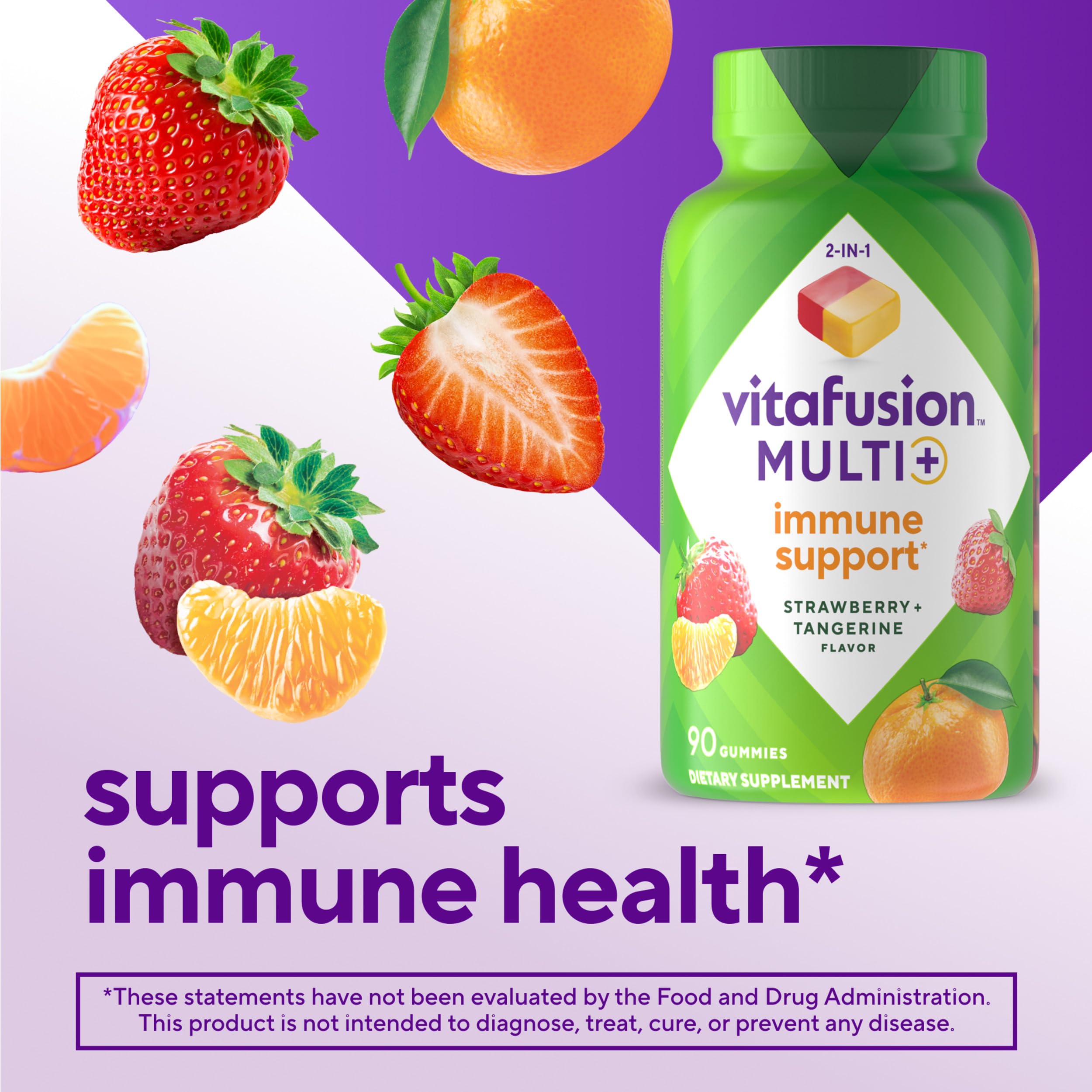 Vitafusion Multi+ Immune Tangerine Strawberry gummies for flavorful daily immune support