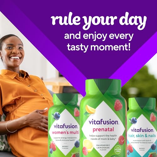Two gummies per serving in Vitafusion Prenatal Gummies daily routine.