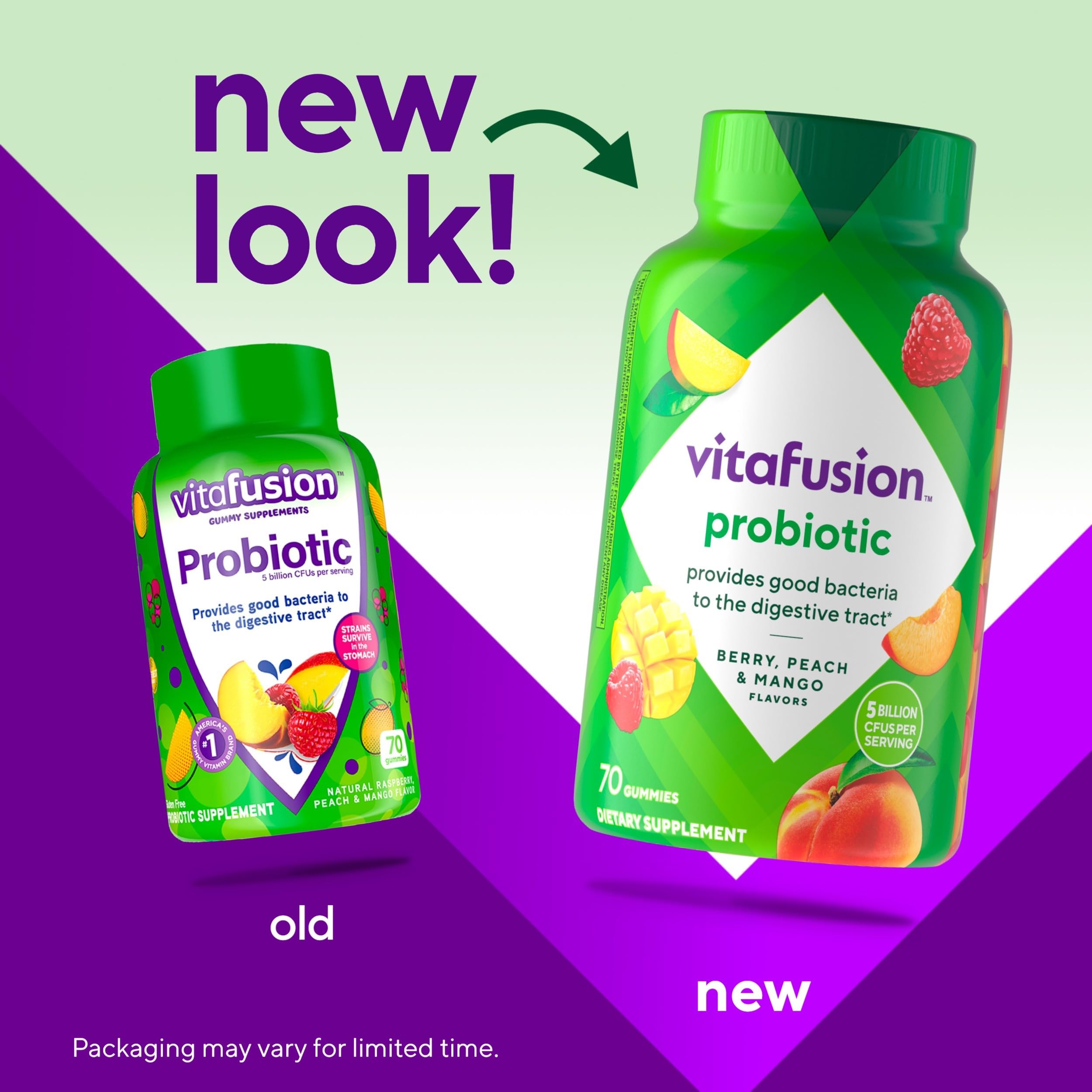 Vitafusion Probiotic Gummy Peach flavor, soft chew for daily probiotic support.
