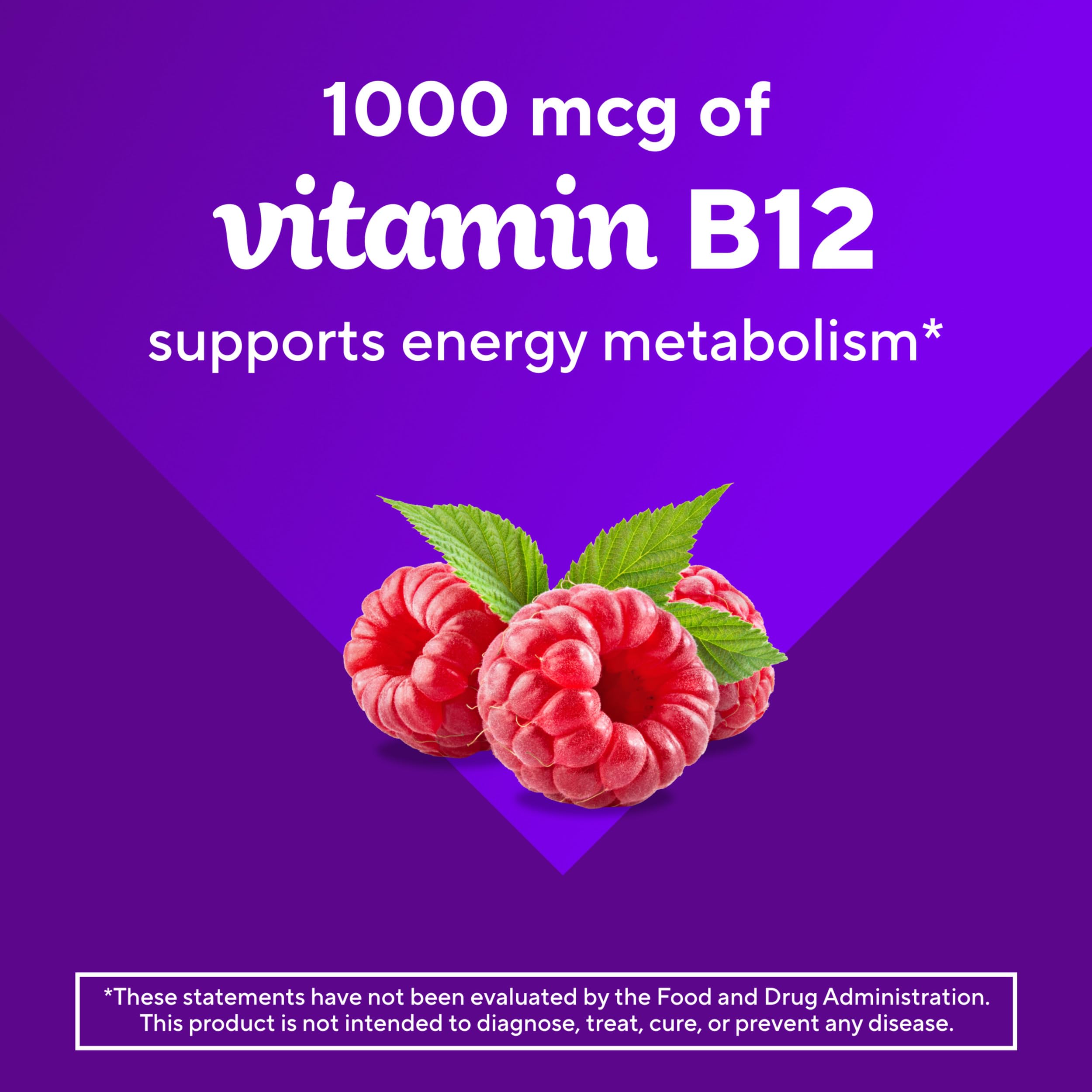 Vitafusion Vitamin B12 Gummy bottle shows 70-day supply.