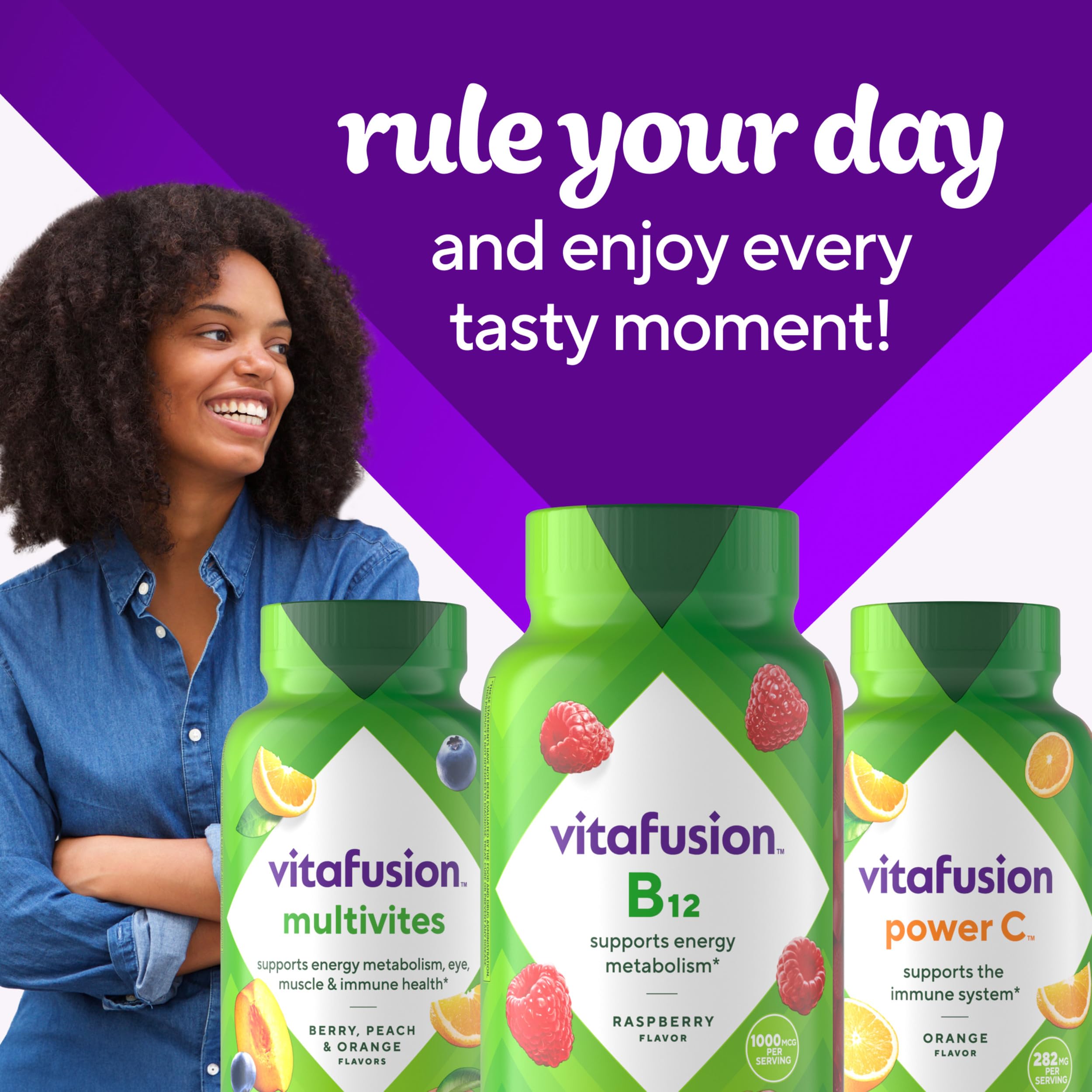 Vitafusion Vitamin B12 Gummy bottle with gluten-free symbol.