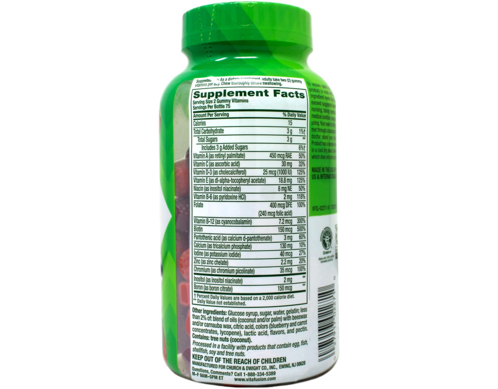Vitafusion berry-flavored gummies image highlights a tasty daily vitamin option for women.