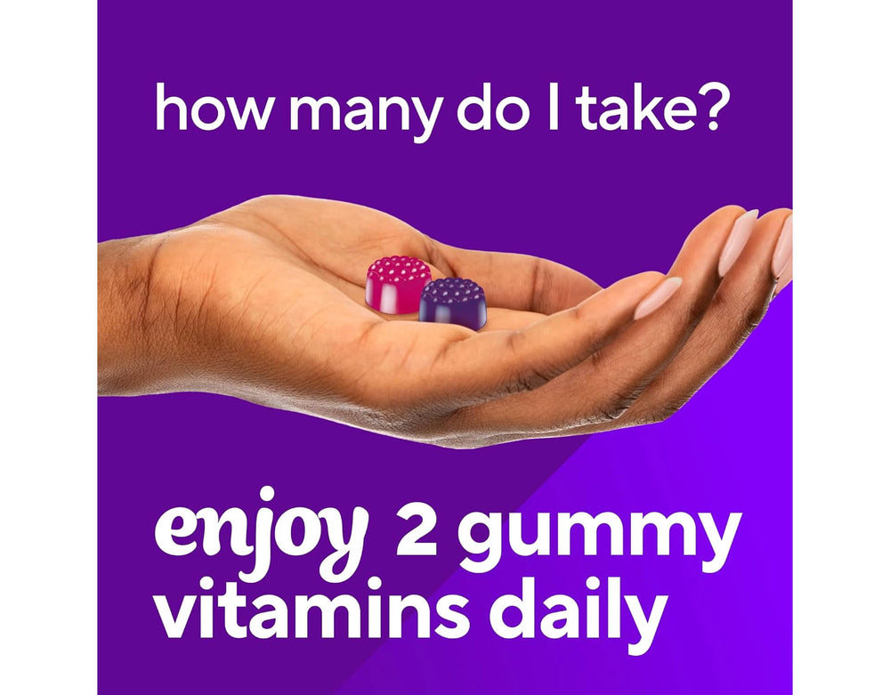 Vitafusion gummies on a kitchen counter imply a simple wellness habit.