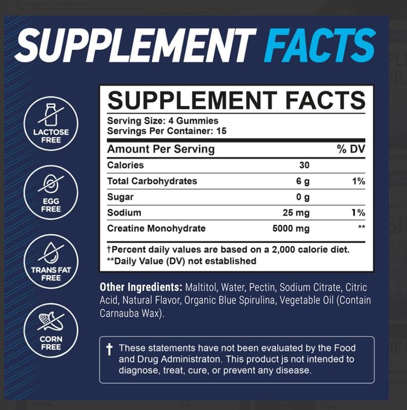 Vita Guard 5000mg creatine gummies pack display emphasizes value in 2-pack.
