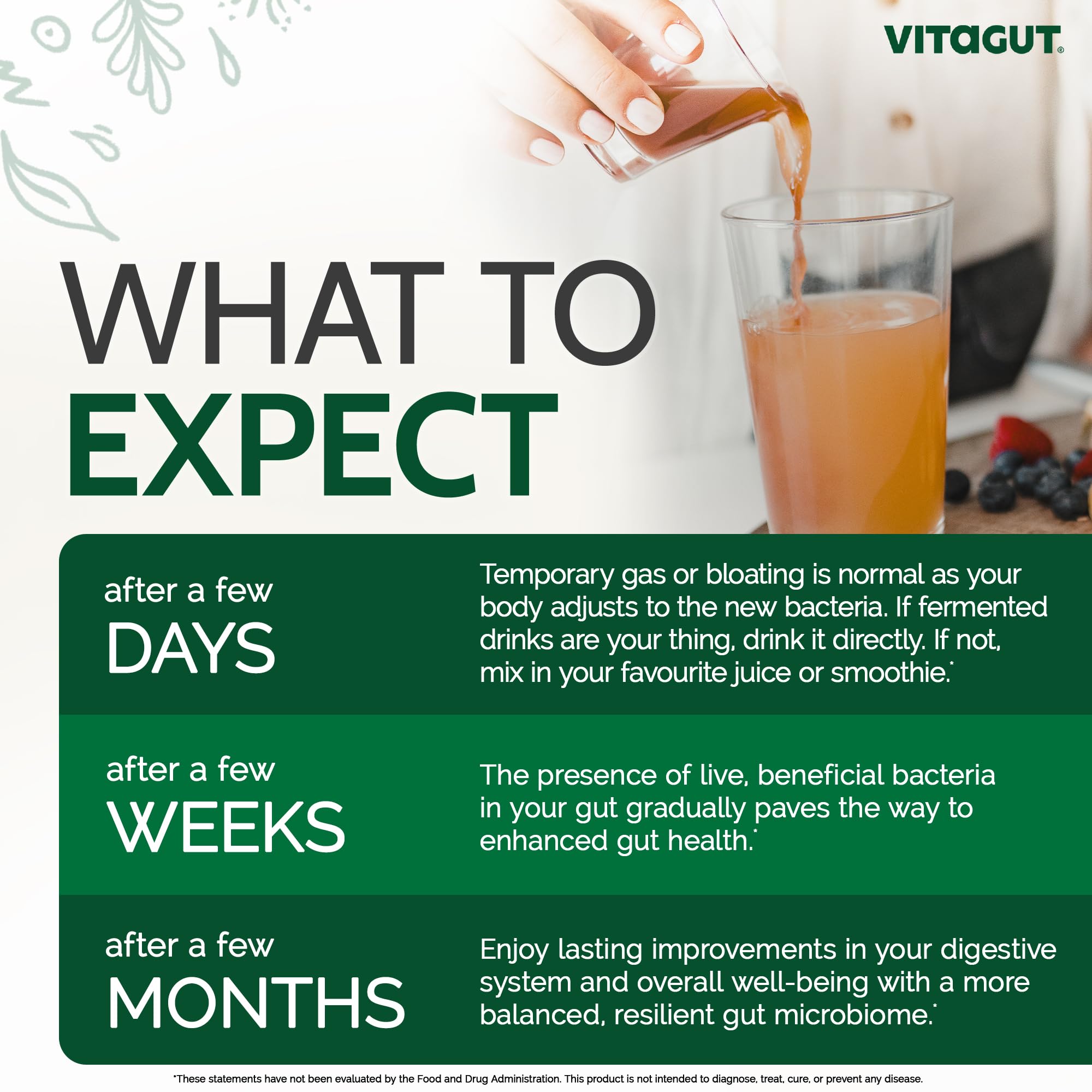VITAGUT organic vegan formula label reinforces natural ingredients.
