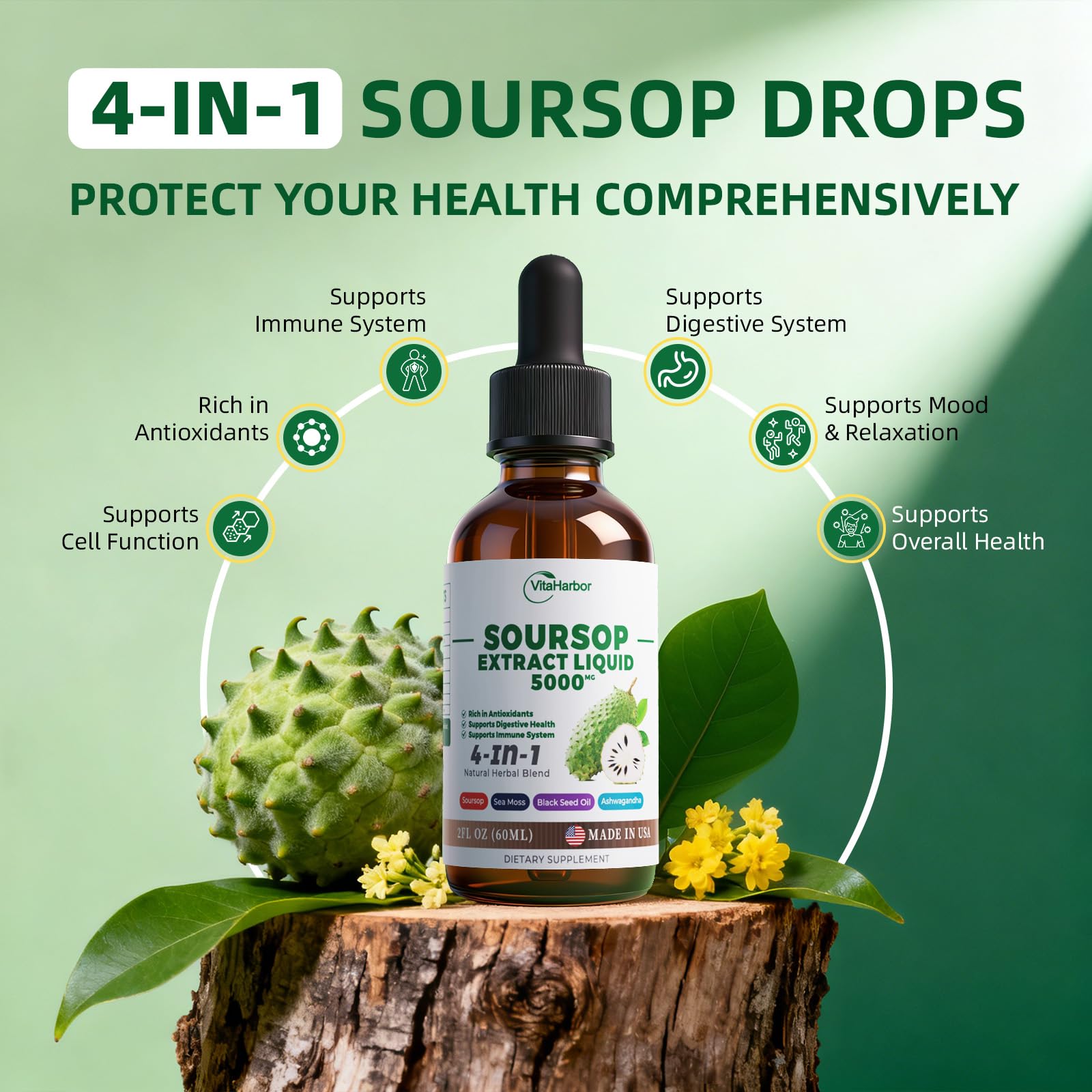 VitaHarbor ashwagandha drops bottle for daily vitality.