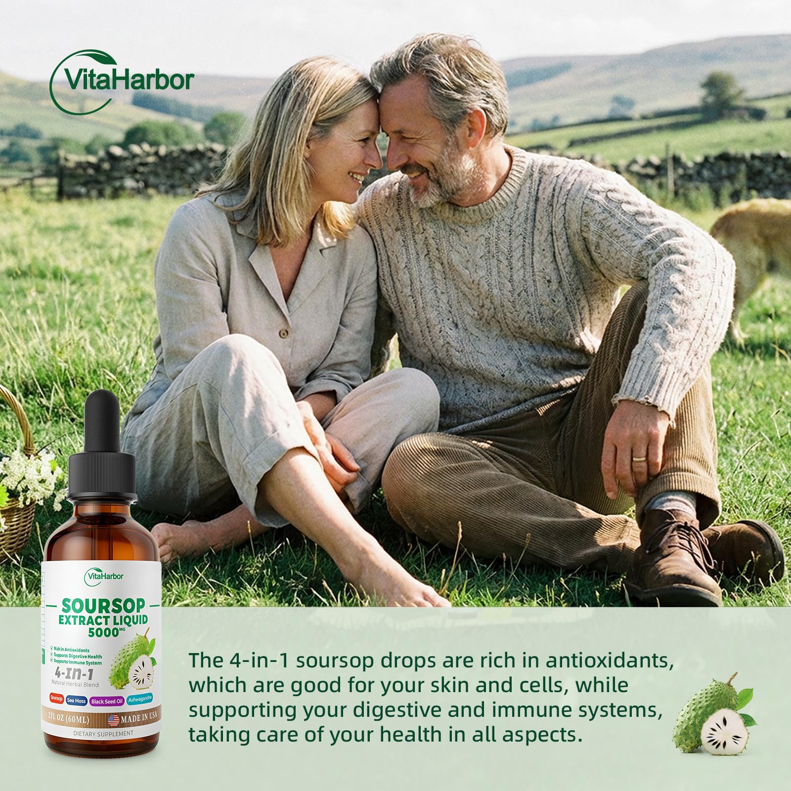 VitaHarbor liquid health drops shown for rapid absorption benefits.
