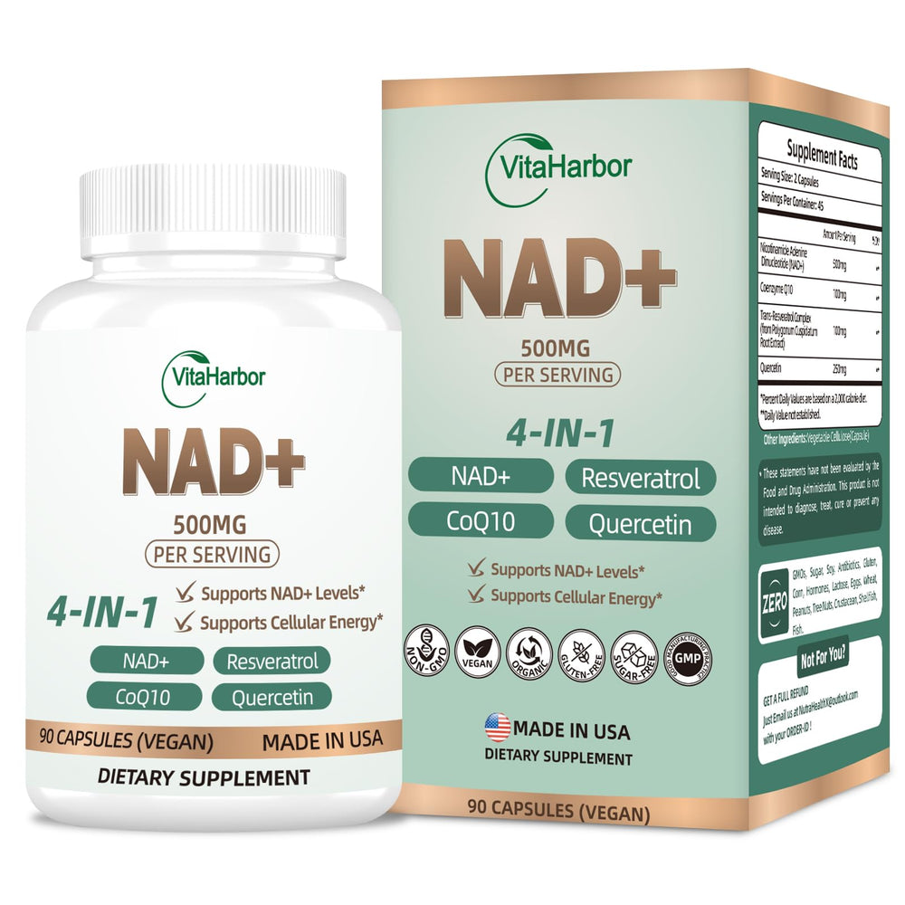 Quality assurance seal beside VitaHarbor NAD bottle