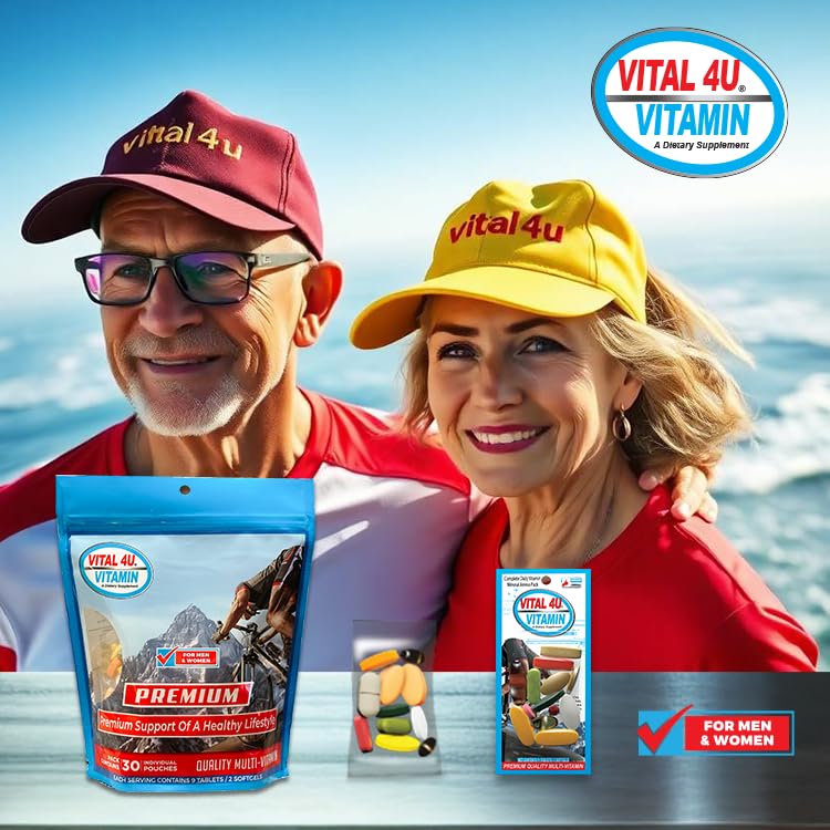 Vital 4U kitchen counter packaging conveys easy daily dosing
