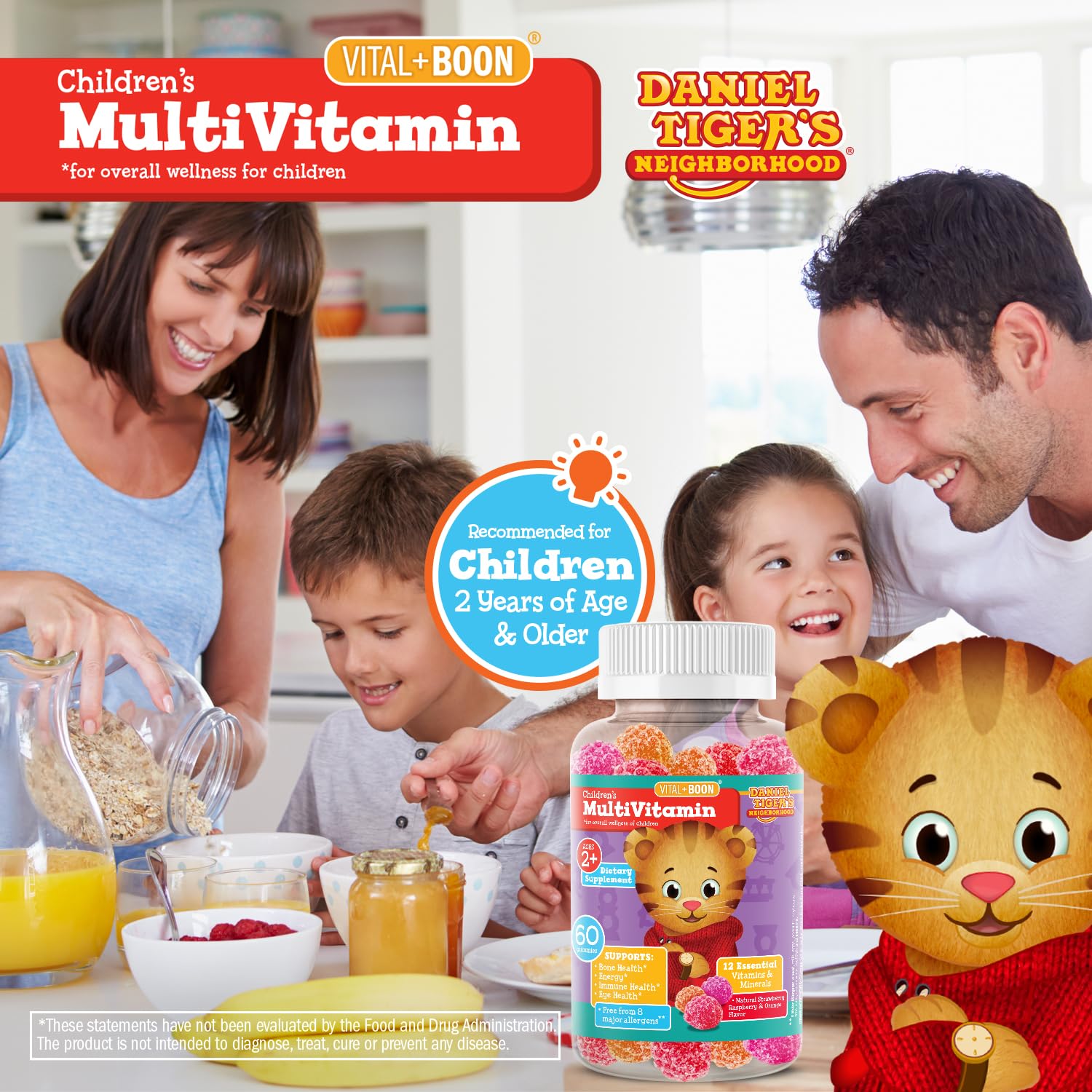 Gummies on bright background highlighting strawberry, raspberry and orange flavors
