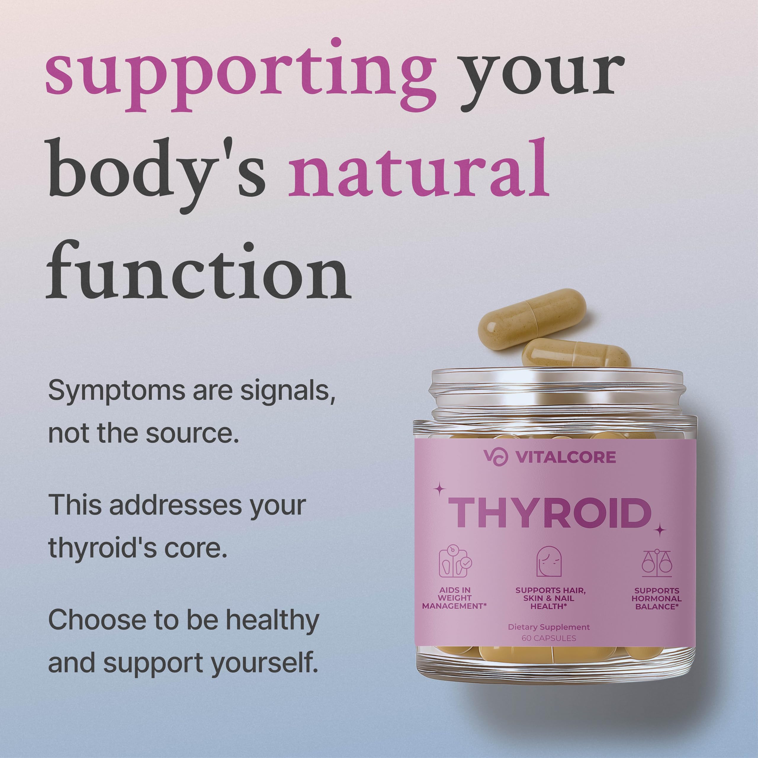 Vital Core label notes non-GMO and gluten-free, fitting clean-eating plans.