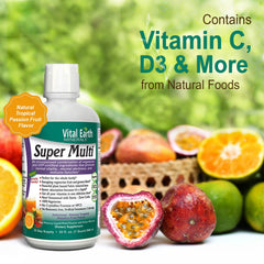 Vital Earth Minerals Super Multi liquid being poured into water for easy use.