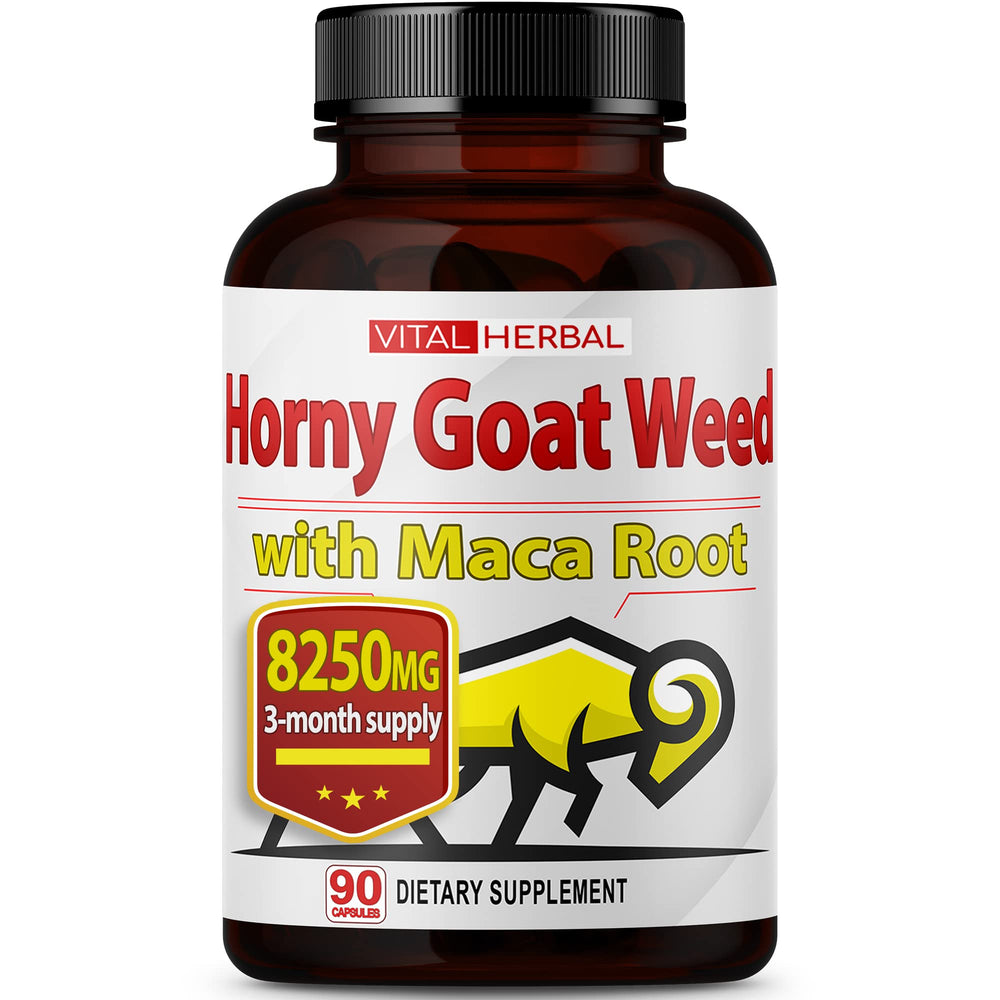 Vital Herbal Horny Goat Weed Capsules bottle for daily energy support.