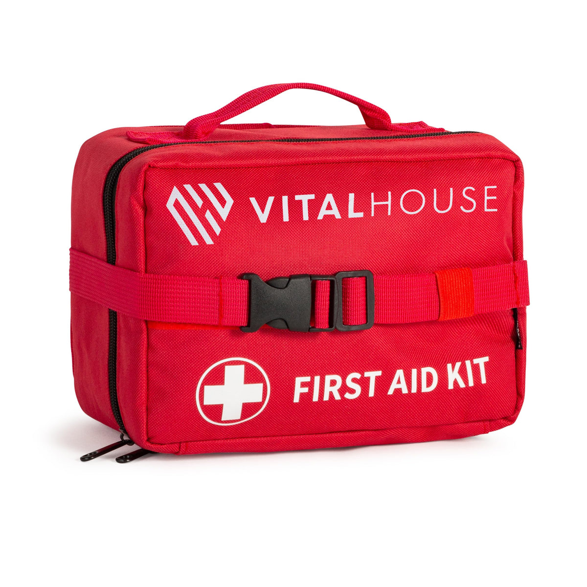 Vital House first aid kit in waterproof bag front view for home use