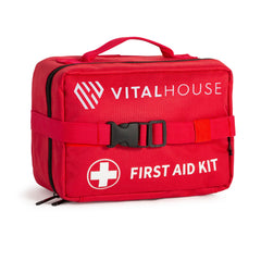 Vital House first aid kit in waterproof bag front view for home use