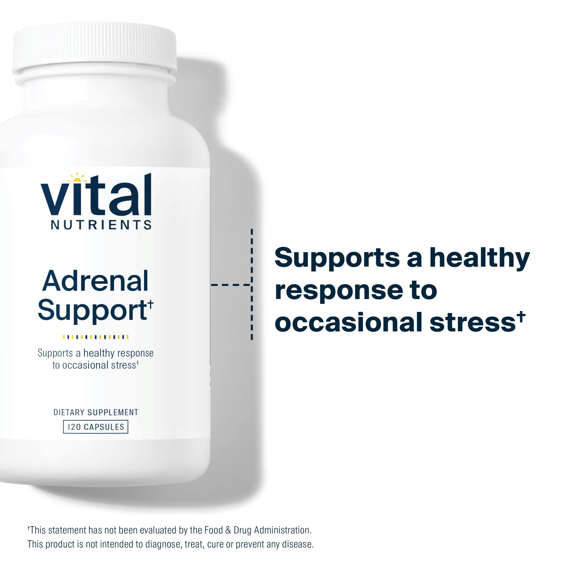 Vital Nutrients Adrenal Support with Ashwagandha blend supports calm energy.