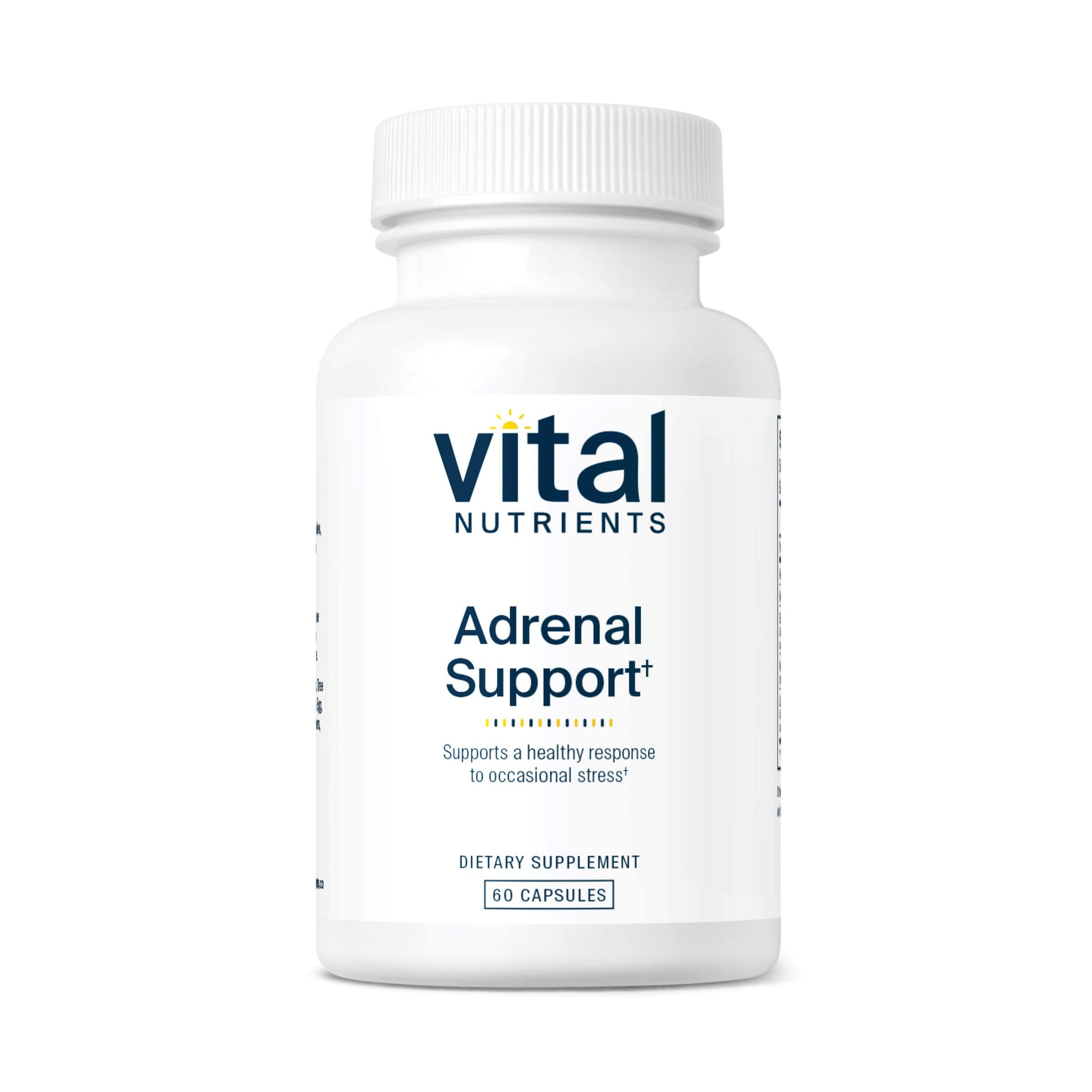 Vital Nutrients Adrenal Support bottle shows a trusted label for daily energy support.