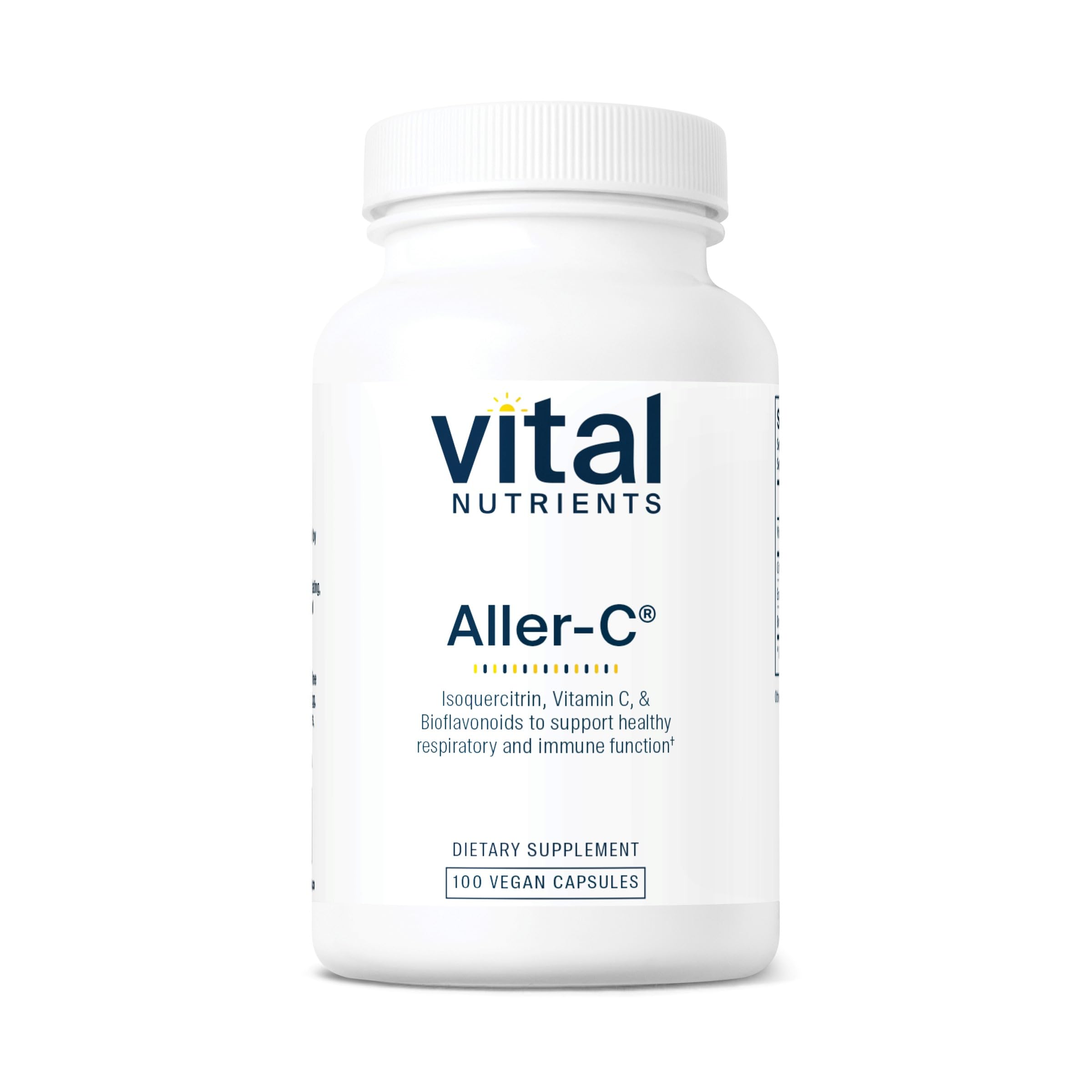 Vital Nutrients Aller-C bottle cap close-up for vegan immune support