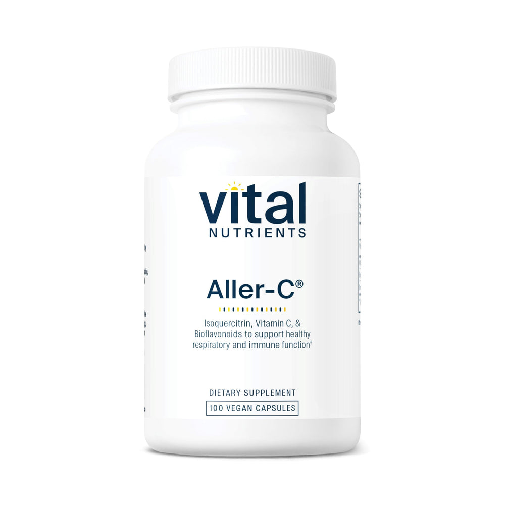 Vital Nutrients Aller-C bottle cap close-up for vegan immune support