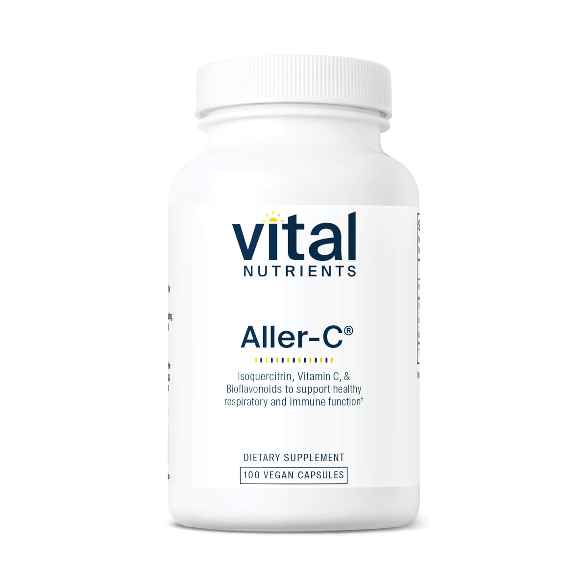 Vital Nutrients Aller-C bottle cap close-up for vegan immune support