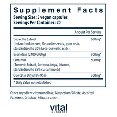 Vital Nutrients BCQ bottle label closeup highlighting clean vegan ingredients.