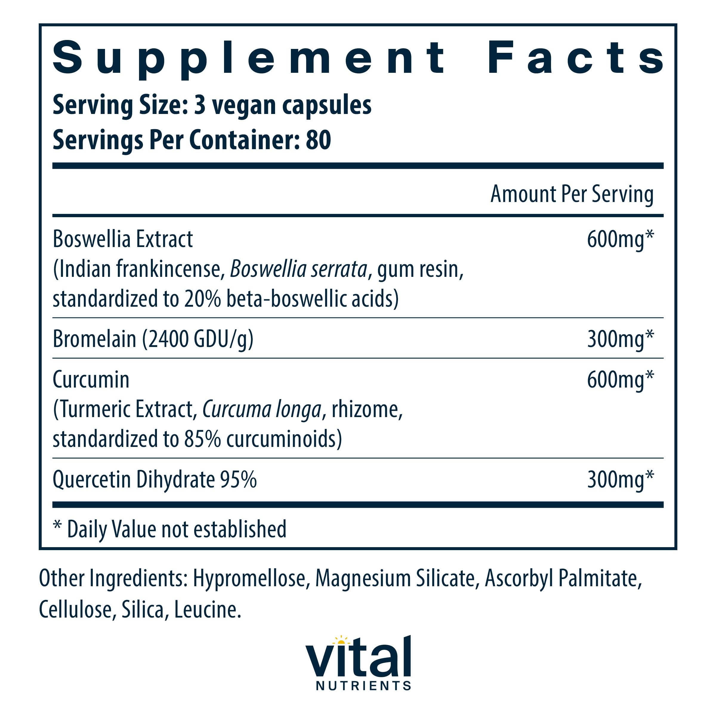 Vital Nutrients BCQ capsules closeup highlighting vegan joint support
