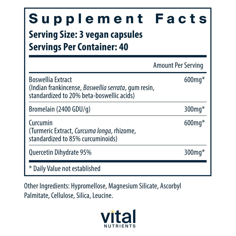 Vital Nutrients BCQ capsules close-up, vegan capsules for joint and digestion support.