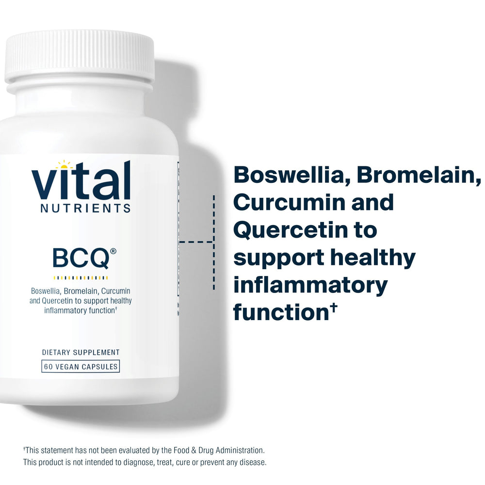 Vital Nutrients BCQ capsules ready for daily supplementation.