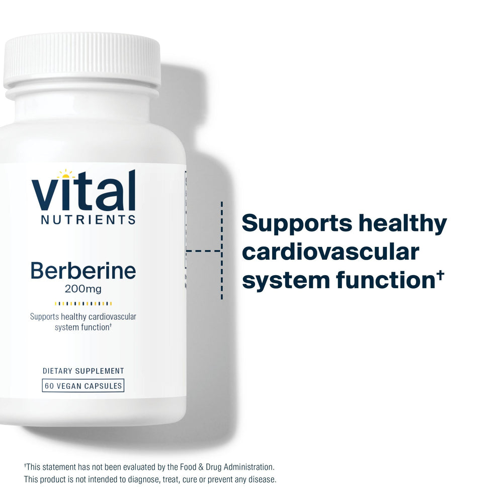 Vital Nutrients Berberine seal communicates trusted, allergen-free formula.