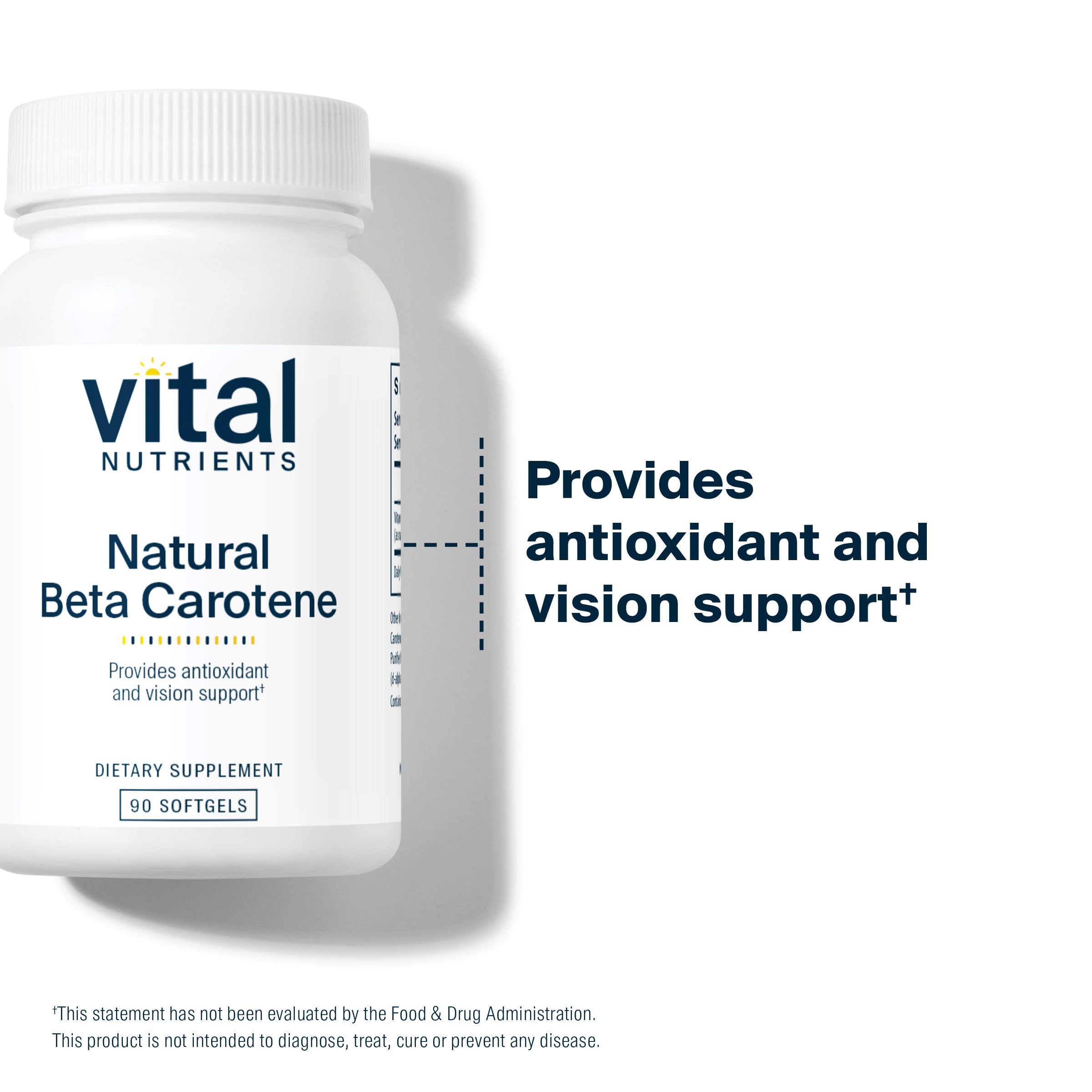Vital Nutrients beta carotene softgels close-up for daily use