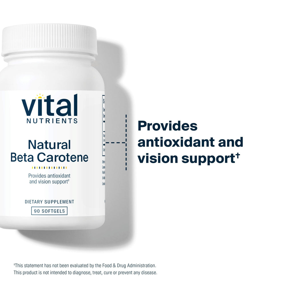 Vital Nutrients beta carotene softgels close-up for daily use