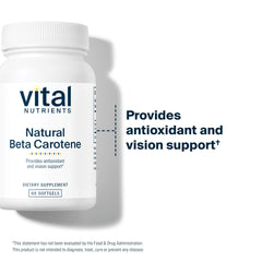 Vital Nutrients beta carotene softgels close-up for daily use